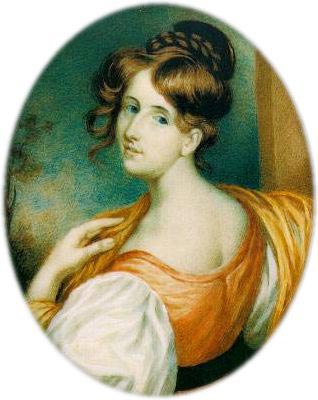 Colored portrait of english author Elizabeth Gaskell